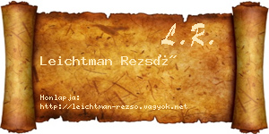 Leichtman Rezső névjegykártya